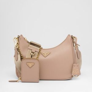 New Prada Re-Edition 2005 Saffiano leather bag purchased in Europe Cameo Beige